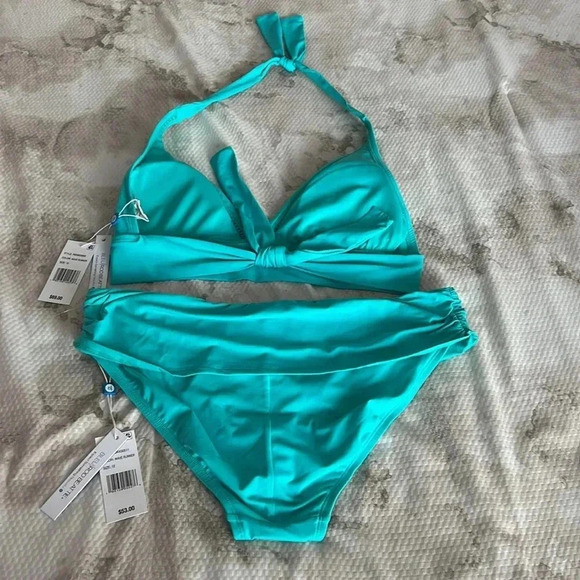 Bleu Rod Beattie V-Neck Banded Halter Bikini Top and Bikini Bottom - Picture 5 of 11